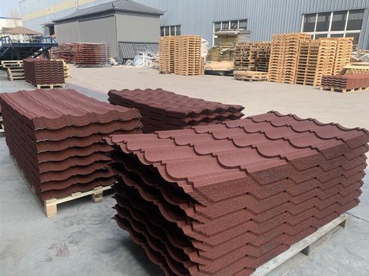 1340mm*420mm*0.4mm Prime Blue Stone Coated Galvanized Corrugated Roof Sheet for Residential Buildings 타운하우스