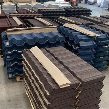 1340mm*420mm*0.4mm Prime Blue Stone Coated Galvanized Corrugated Roof Sheet for Residential Buildings 타운하우스