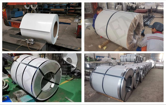 PPGI 코일 0.38mm 0.46mm 전차로 칠한 진열 코일 PPGI RAL9003 코팅 된 철 코일 너비 600-1500MM