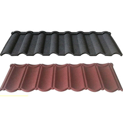 PVC 물질 및 2.7kg/pcs 무게 파란색 반 퇴색 돌 코팅 금속 지붕 타일 고 내구성