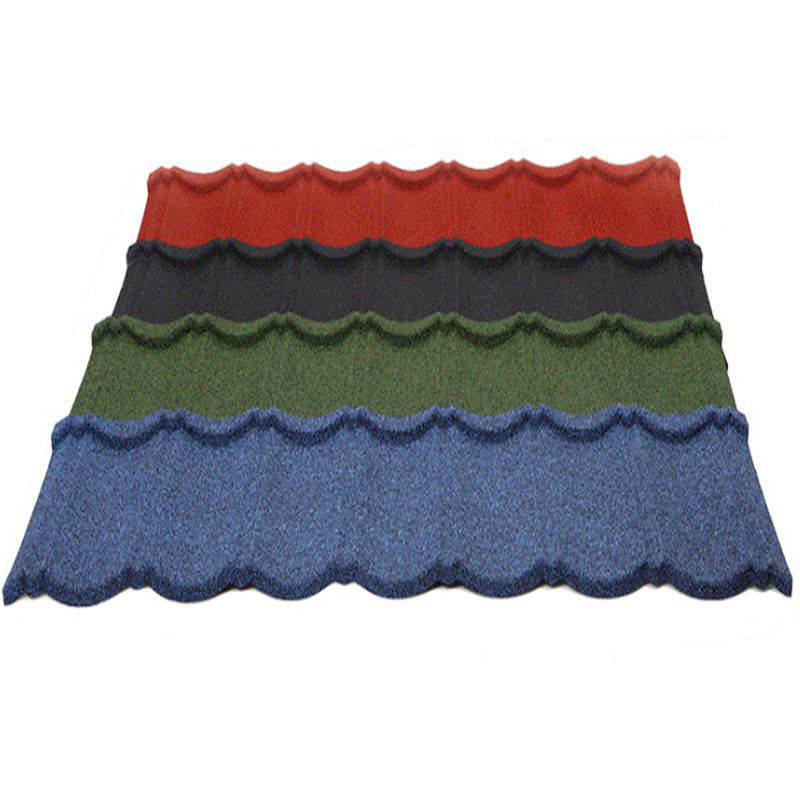 PVC 물질 및 2.7kg/pcs 무게 파란색 반 퇴색 돌 코팅 금속 지붕 타일 고 내구성